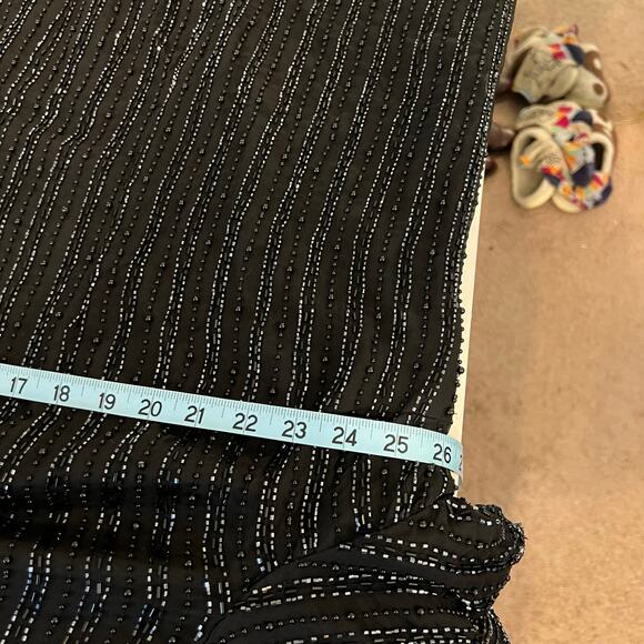 Black 100% Silk Beaded Sequin Sparkle Short Sleeve Knee Length Dress Size 22/24 - Picture 9 of 13